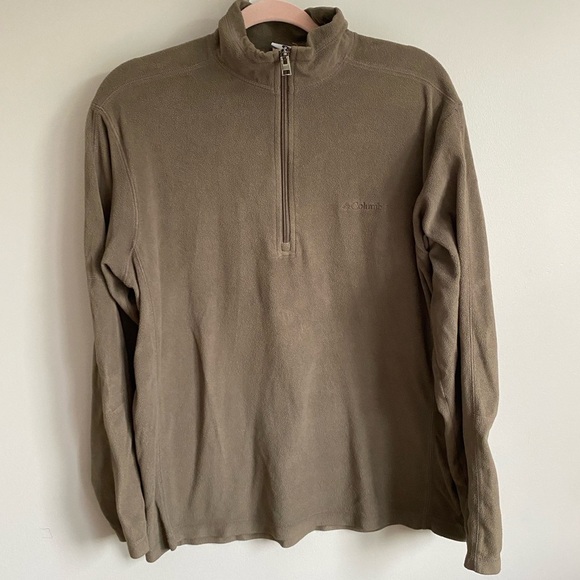 Columbia Tan Zip Up Sweater with Stand-Up Collar - Picture 1 of 3